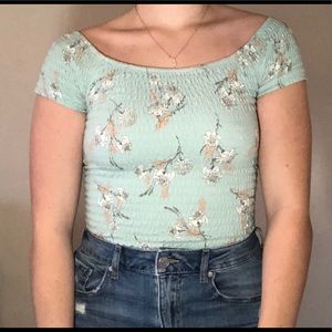 STRETCHY CYAN TUBE TOP- AMERICAN RAGS